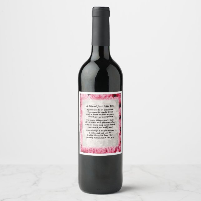 Cerveja Rótulo da garrafa de vinho do poema Amigo - Floral (Frente)
