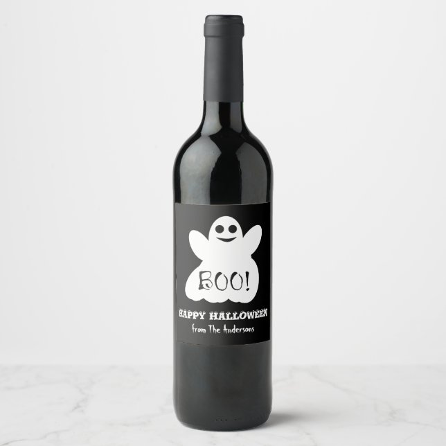 Cerveja Rótulo da garrafa de vinho fantasma do Halloween (Frente)