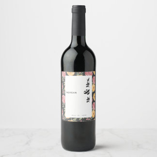 Cerveja Rótulo da garrafa de vinho Rosa preto para casamen