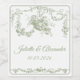 Cerveja Rótulo de Garrafa de Casamento Olive Toile de Jouy