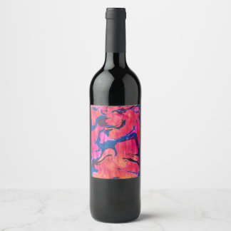 Cerveja Rótulo de Garrafa de Vinho Abstrato Azul Vermelho