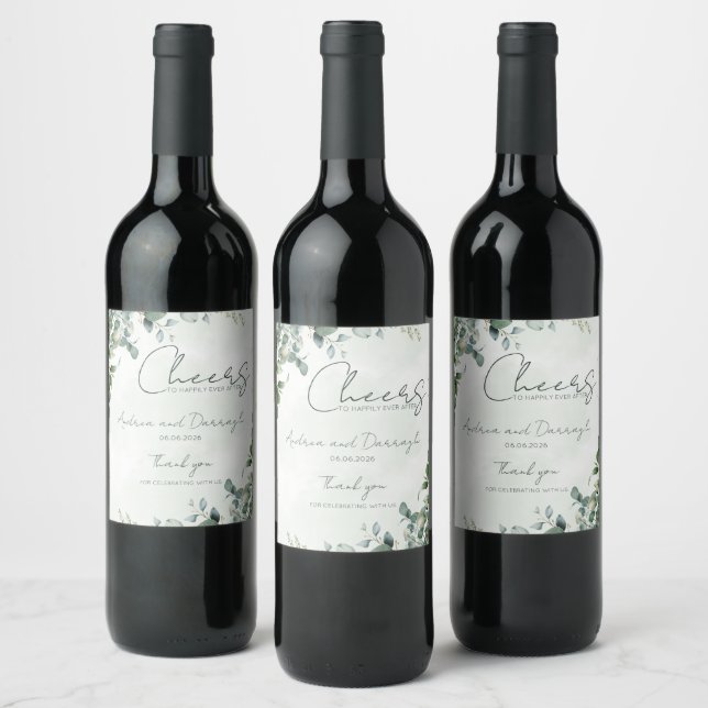 Cerveja Rótulo de Garrafa de Vinho Casamento Eucalipto 100 (Garrafas)