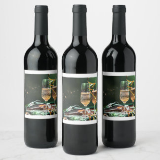 Cerveja Rótulo de Garrafa de Vinho com Copo de Vidro