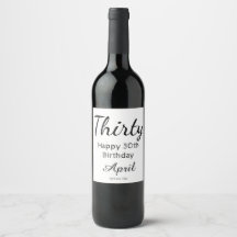 Rótulo de garrafa de vinho de aniversário de 30 an