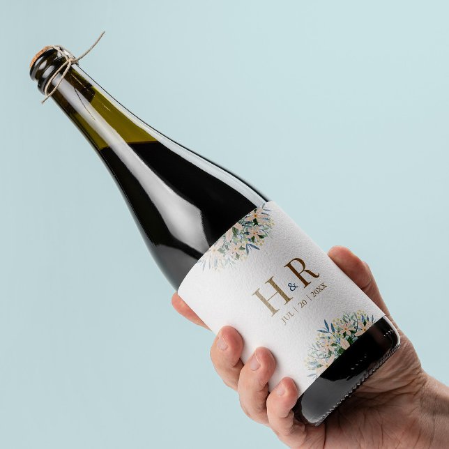 Cerveja Rótulo de Garrafa de Vinho de Casamento com Flor S (Criador carregado)