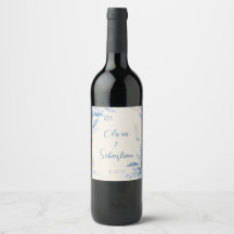 Rótulo de Garrafa de Vinho de Casamento com Floral