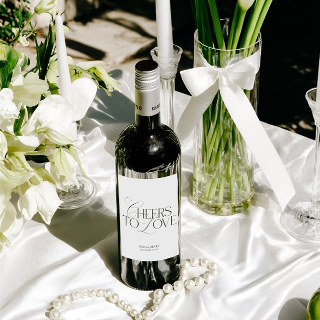 Cerveja Rótulo de Garrafa de Vinho de Casamento Preto e Br (Modern Classic Black & White Wedding Welcome Sign)