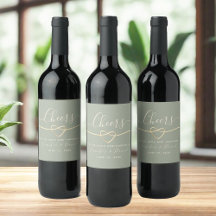 Rótulo de Garrafa de Vinho de Casamento Verde