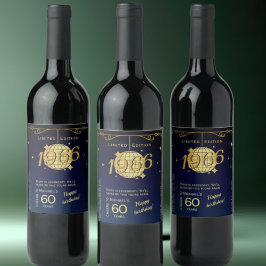 Cerveja Rótulo de garrafa de vinho de festa de 60 anos de