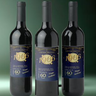 Cerveja Rótulo de garrafa de vinho de festa de 60 anos de