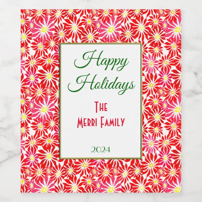 Cerveja Rótulo de Garrafa de Vinho de Flores de Poinsettia (Rótulo Único)