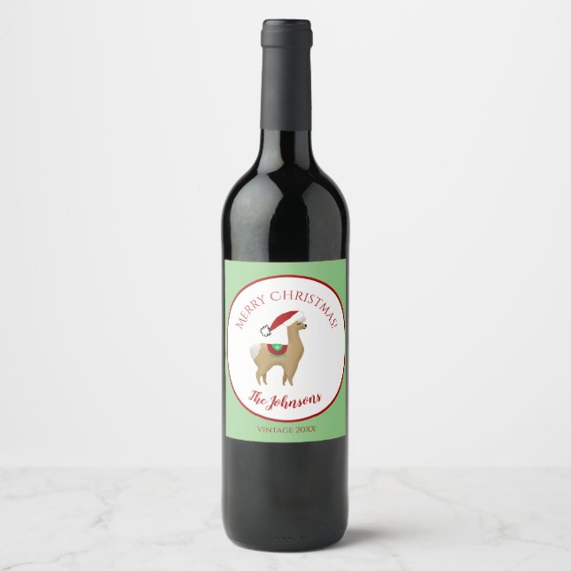 Cerveja Rótulo de Garrafa de Vinho de Natal de Alpaca (Frente)