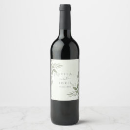 Cerveja Rótulo de Garrafa de Vinho de Noiva com Folhagem d