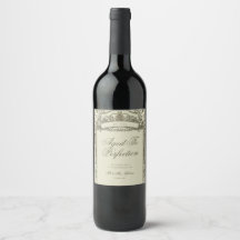 Rótulo de Garrafa de Vinho Dourado Vintage para Ca