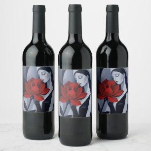 Cerveja Rótulo de Garrafa de Vinho Mulher de Arte Moderna