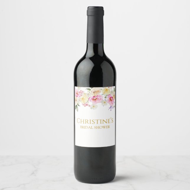 Cerveja Rótulo de Garrafa de Vinho para Chá de Noiva Flora (Frente)