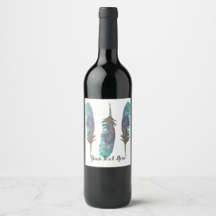 Cerveja Rótulo de Garrafa de Vinho Personalizado com Penas