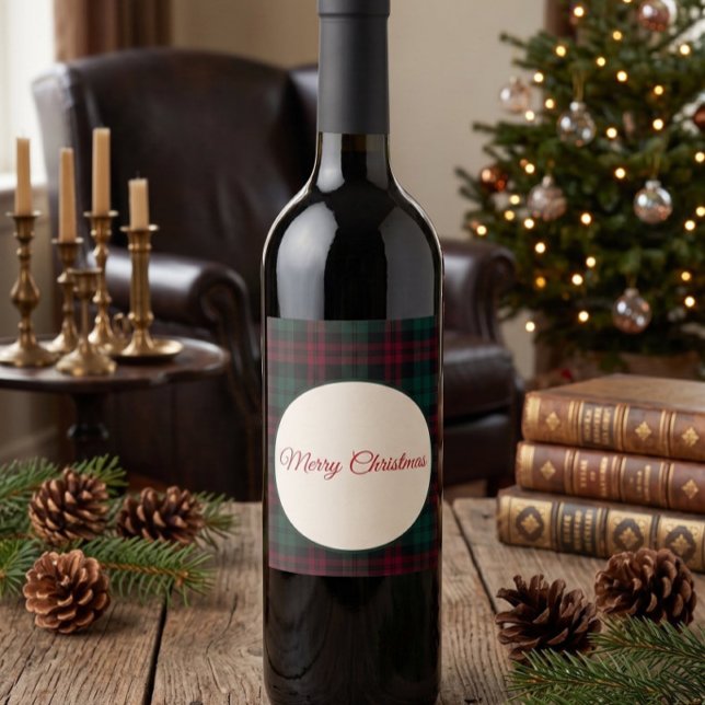 Cerveja Rótulo de Garrafa de Vinho Xadrez de Natal Clássic (Classic Christmas Wine Label Gift Idea)
