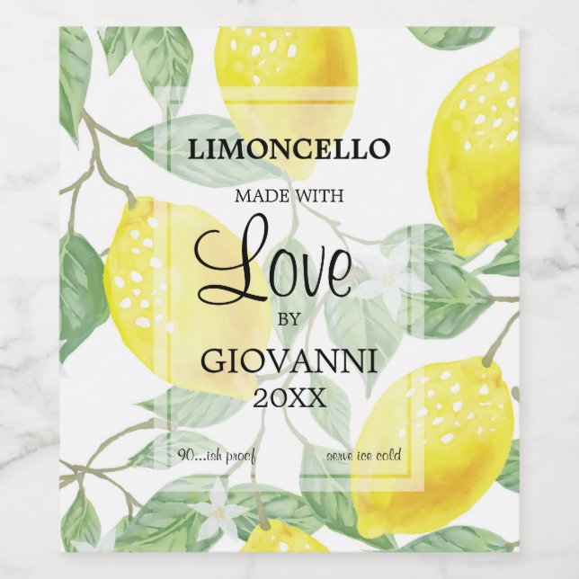 Cerveja Rótulo de Garrafa Pequena Limoncello Feito com Amo (Rótulo Único)
