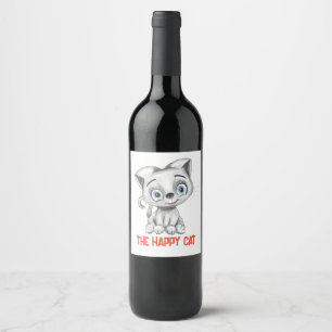 Cerveja Rótulo Feliz de Vinho de Gato Engraçado   Garrafa 