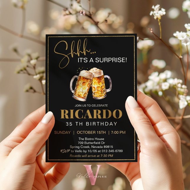 Cerveja Surprise Birthday 30 40 50 60º Convite (Criador carregado)