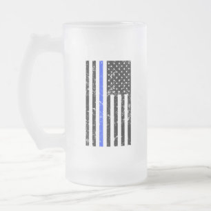 Cerveja Vidro Jateado Blue Line fino - agente da polícia - caneca de