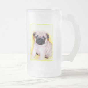 Cerveja Vidro Jateado Caneca alta do fosco do filhote de cachorro do Pug