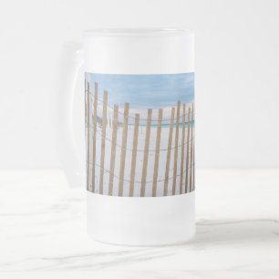 Cerveja Vidro Jateado Caneca Congelada Nascer do Sol com Cerca de Praia