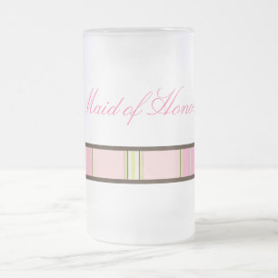 Cerveja Vidro Jateado Caneca Dama de Honra Listras Pastel