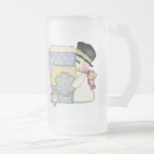Cerveja Vidro Jateado Caneca de café do feriado do boneco de neve do