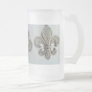 CERVEJA VIDRO JATEADO CANECA DE CRISTAL DO EN BLANC DA FLOR DE LIS