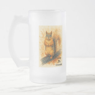 Cerveja Vidro Jateado Caneca de Esquilo em Aquarela – Presente de Animal