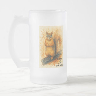 Cerveja Vidro Jateado Caneca de Esquilo em Aquarela – Presente de Animal