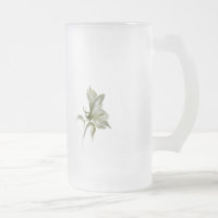 Caneca de fosco floral branca de borboleta verde