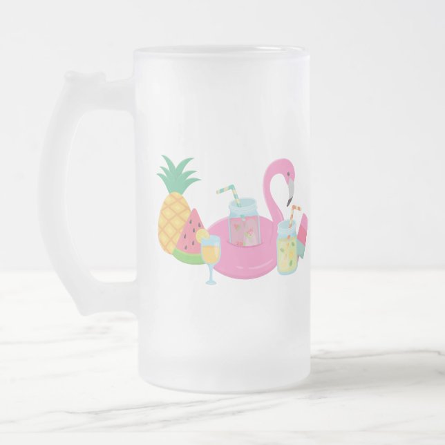 Cerveja Vidro Jateado Caneca de Fosco rosa-Flamingo (Esquerda)