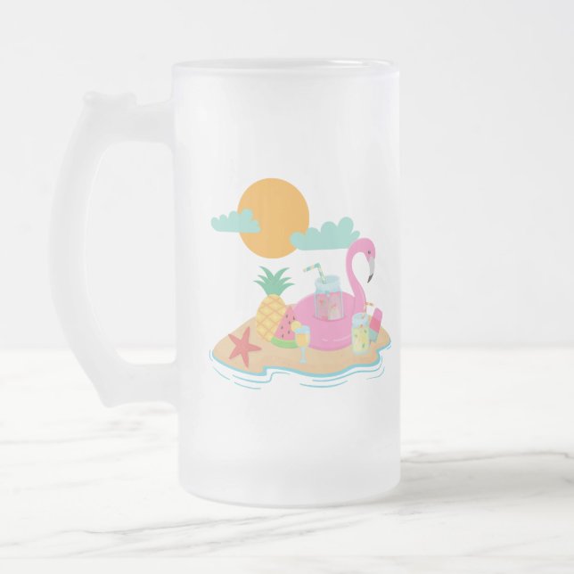 Cerveja Vidro Jateado Caneca de Fosco rosa-Flamingo (Esquerda)