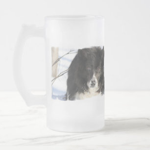 Cerveja Vidro Jateado Caneca do fosco do cão de border collie