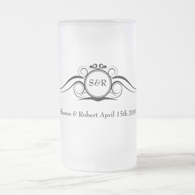 Cerveja Vidro Jateado Caneca elegante do presente dos padrinhos de (Centro)