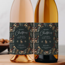Vinho De Natal Scandi Rótulo De Garrafa Beba Prese