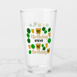 Cervejas de 50 anos e balões verdes Copo de Vidro