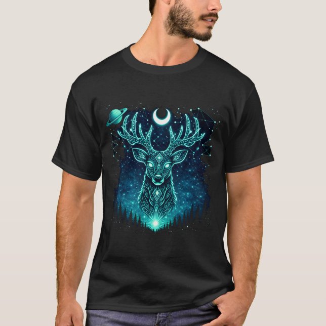 Cervo Celestial – Camiseta Galáxia da Vida Selvage (Frente)