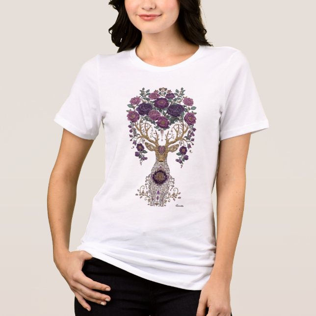 Cervo cósmico floral dourado (Frente)
