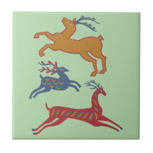 Cervo de Arte Popular Americana Vintage em Cor Per