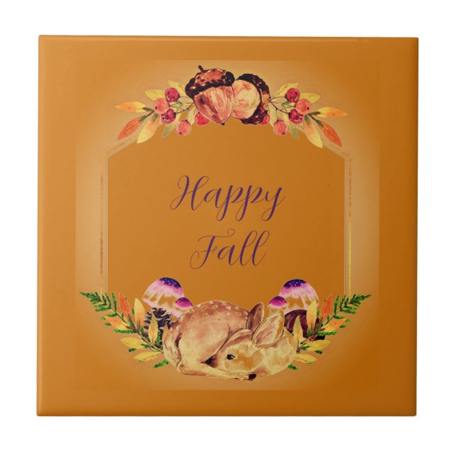 Cervo de outono e natureza com texto personalizáve (Frente)