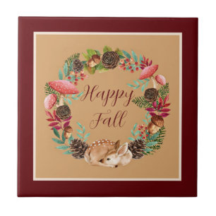 Cervo de outono e natureza com texto personalizáve