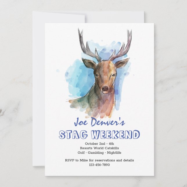 Cervo em Aquarela Convite (Frente)