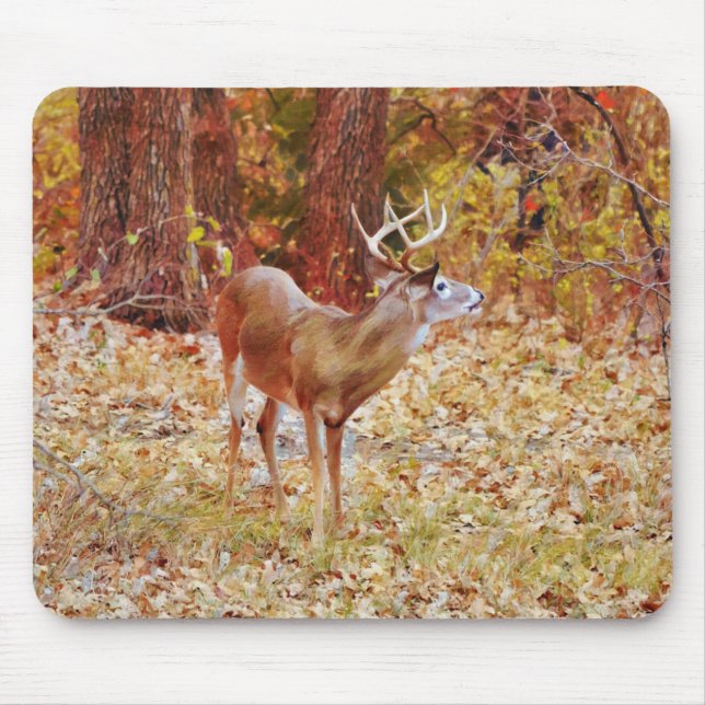 Cervo Macho Grandes Chifres Arte Mouse Pad (Frente)