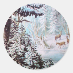 Cervos na etiqueta da neve