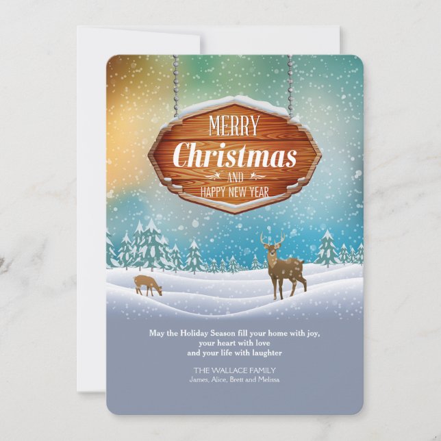 Cervos no cartão do Natal da neve (Frente)