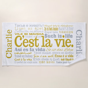 C'est La Vie nome personalizado toalha de praia